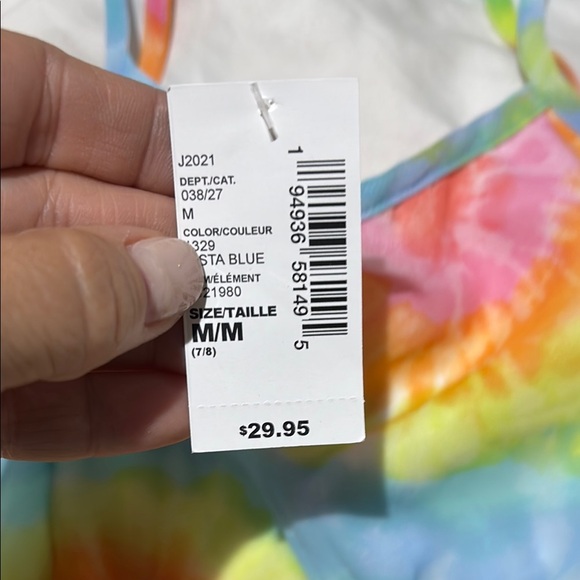 Children’s place m 7/8 Colorful Tie-Dye Dress hi low pointed hemline nwt lined - Picture 3 of 10